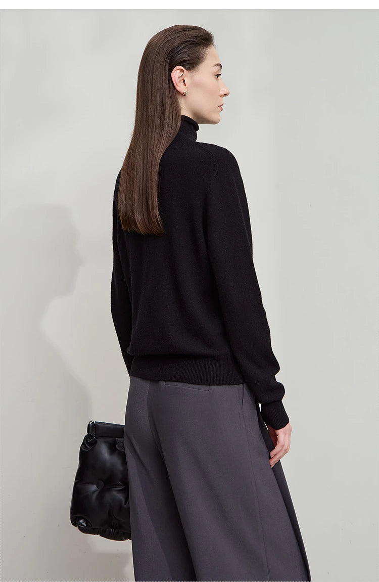 Damen-Rollkragenpullover Wolle-Kaschmir warm elegant Herbst-Winter