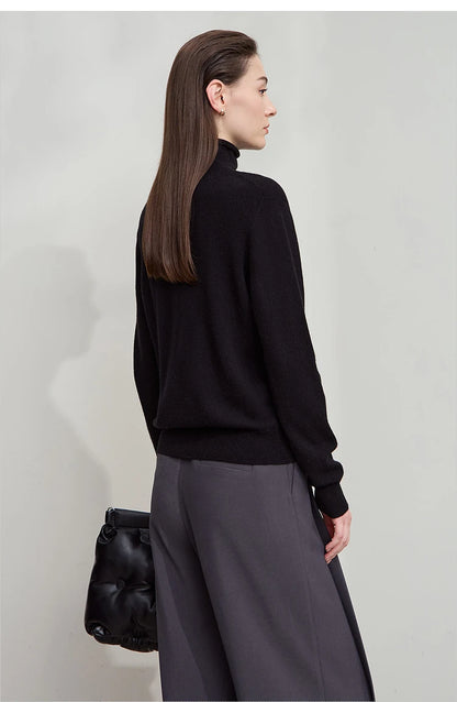 Damen-Rollkragenpullover Wolle-Kaschmir warm elegant Herbst-Winter