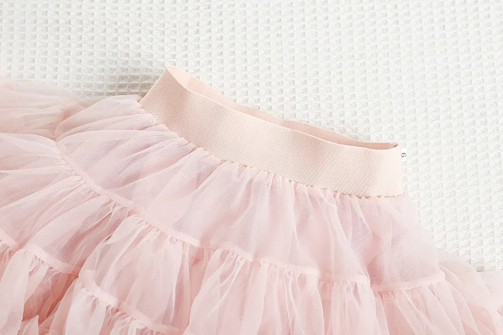 Mädchen Pullover Set mit bunten Pailletten und Tutu Röcken in Pink und Weiß