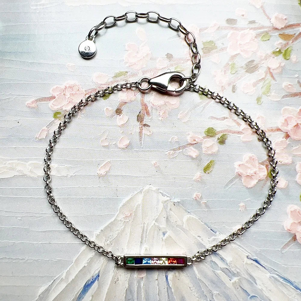 Damen-Armband bunte Steine Böhmen aus Sterlingsilber