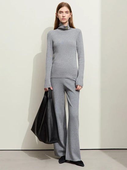 Damen-Rollkragenpullover Kaschmir-Wolle Slim Stickerei Winter