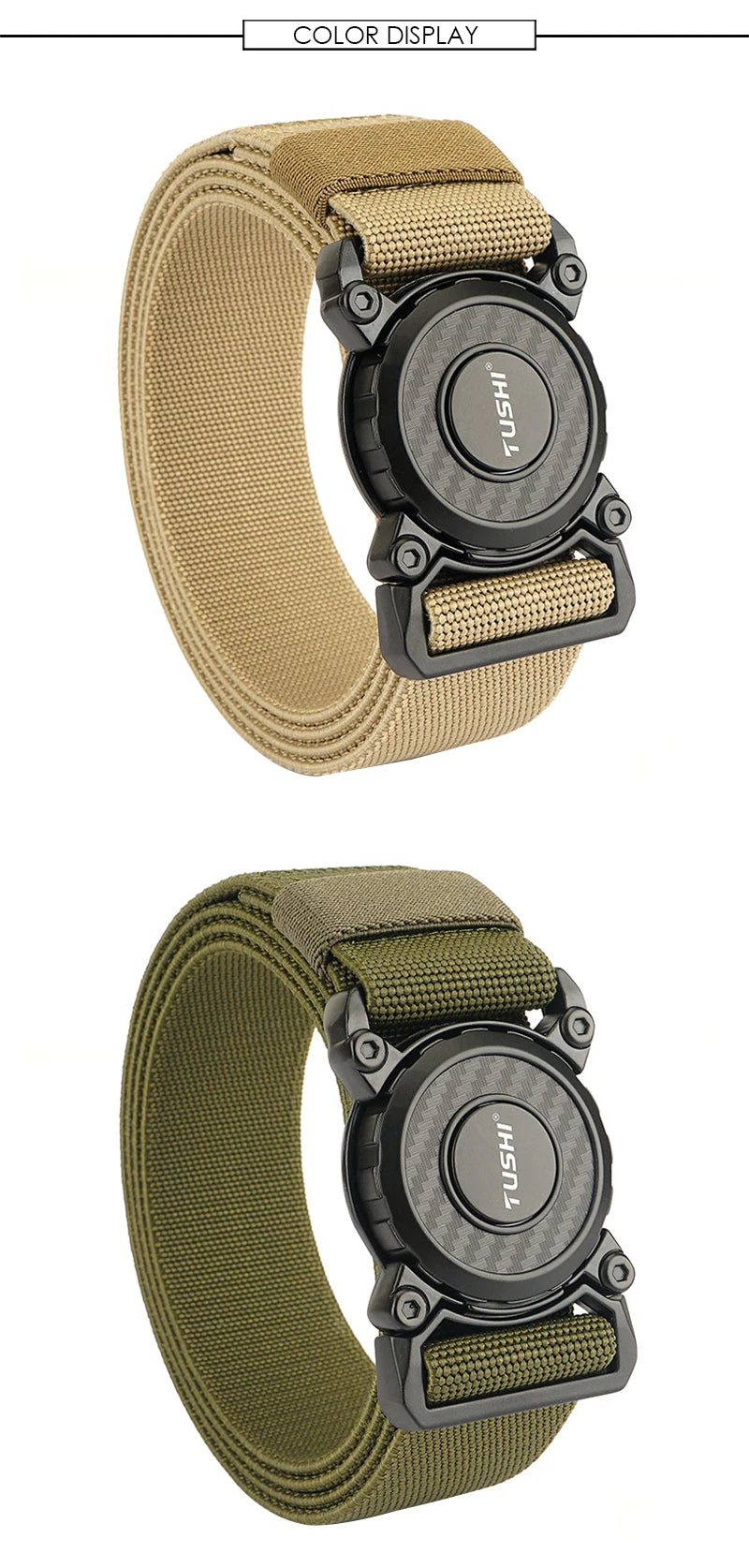 Herren-Taktischer Gürtel mit Drehbarer Schnellverschluss-Schnalle und Elastische Passform