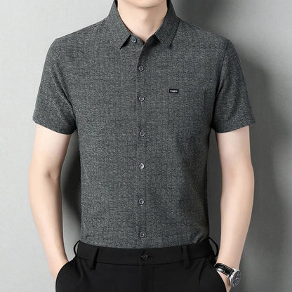 Sommerliches Herren-Kurzarmshirt in Unifarbe – modisches, lässiges Cardigan-Hemd für Jugendliche
