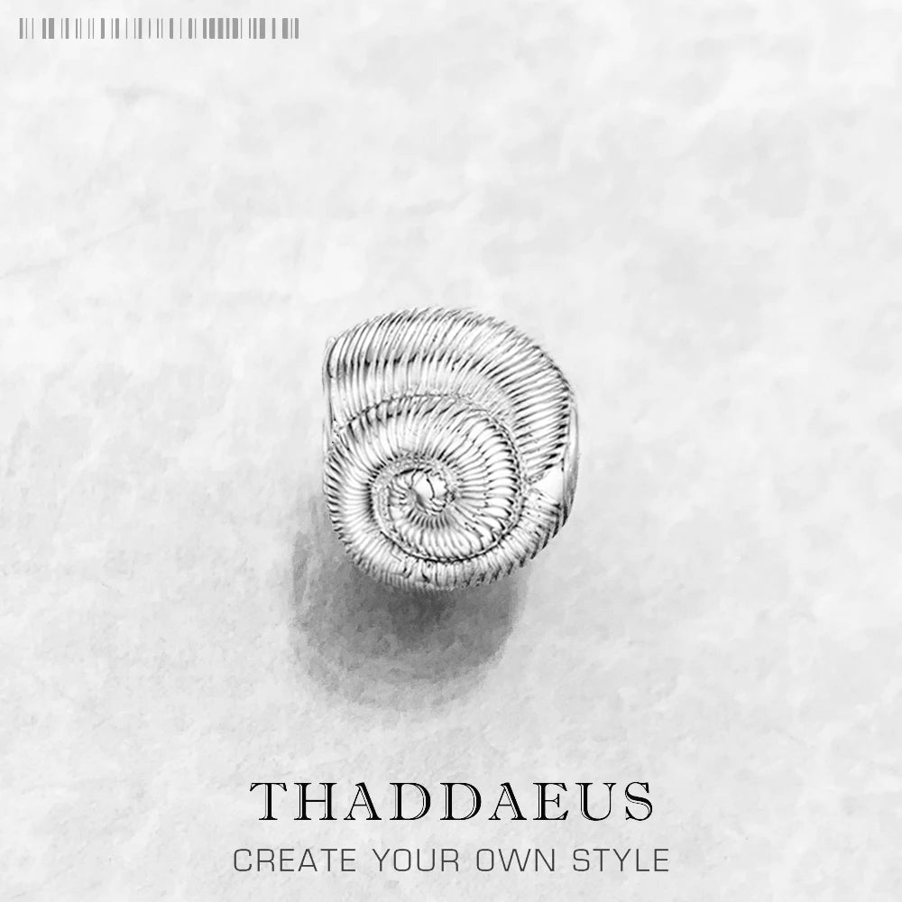 925 Sterling-Silber Charmperle mit Muschel-/Spiralmuster