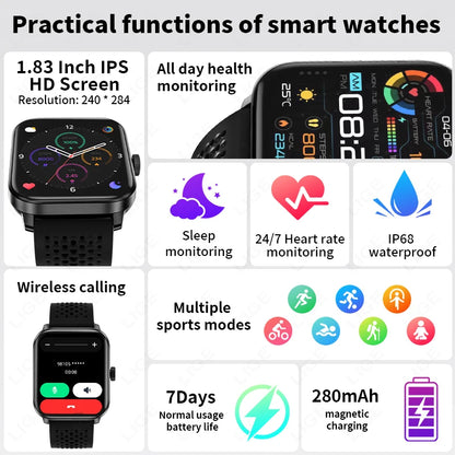 Männer Smartwatch mit GPS Herzfrequenz und IP68 wasserdichter Bluetooth-Funktion