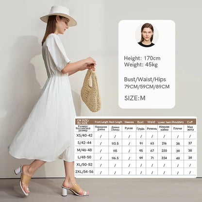 Elegantes Damen Sommerkleid Mit V-Ausschnitt Und Elastischer Taille
