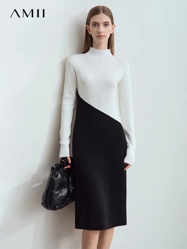 Elegantes Langarm Strickkleid Für Damen Warm Kälteschutz