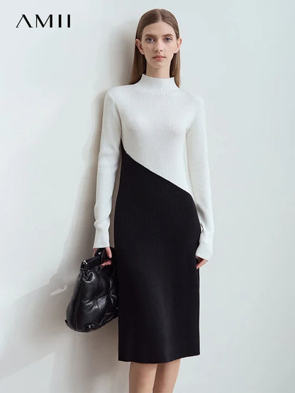 Elegantes Langarm Strickkleid Für Damen Warm Kälteschutz