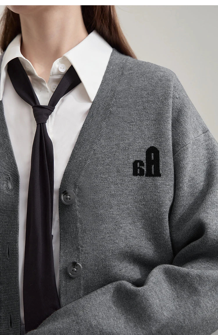 Damen-Strickjacke V-Ausschnitt Raglan einreihig locker vielseitig Herbst