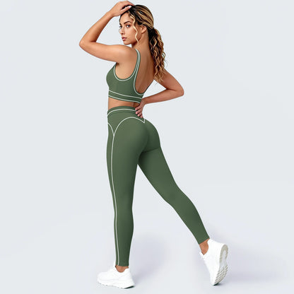 Damen Yoga Sportset Rückenfreier BH Schnell Trocknend Atmungsaktiv