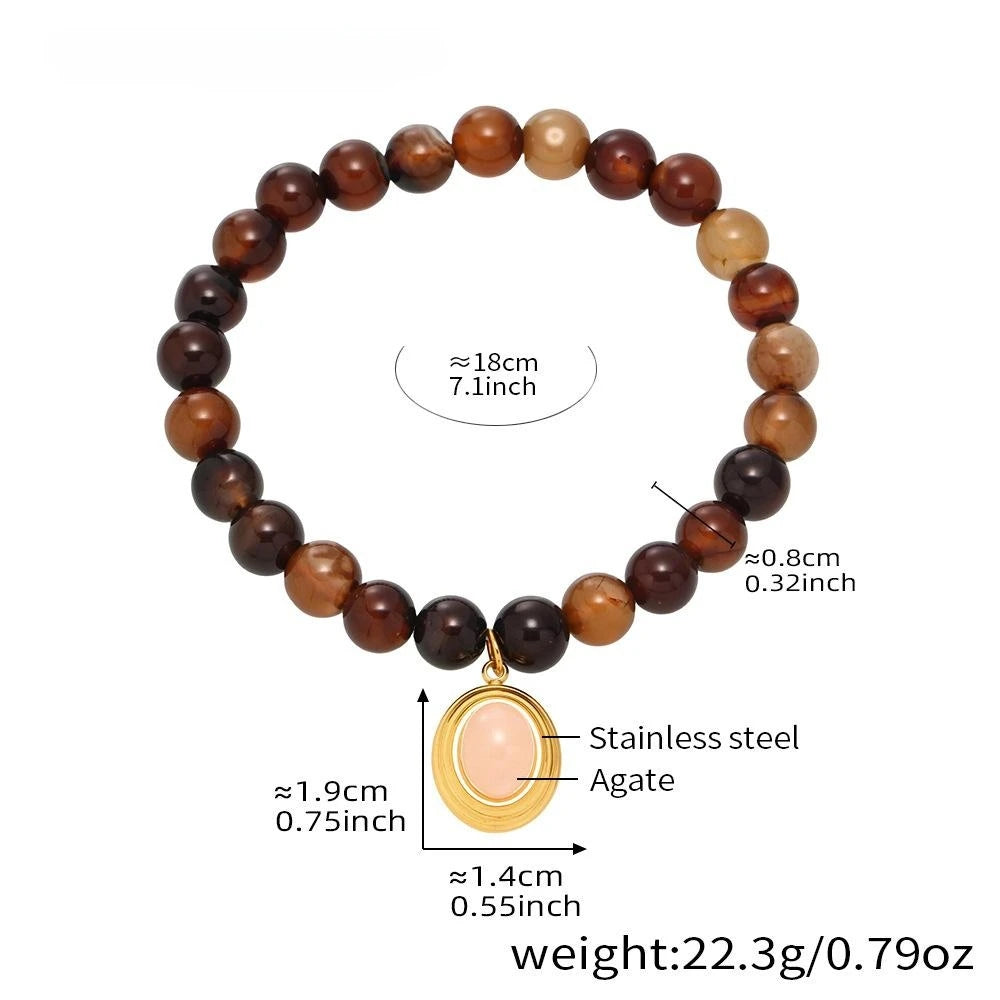 Damen-Armband mit Achat-Naturstein aus Edelstahl