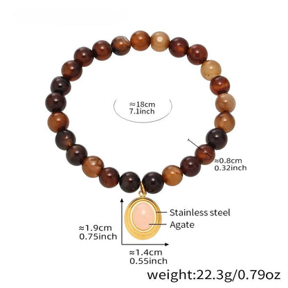Damen-Armband mit Achat-Naturstein aus Edelstahl