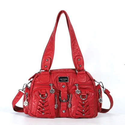 Damen-Satchel-Tasche aus PU mit Reißverschluss und viel Stauraum für Smartphone und Wertsachen