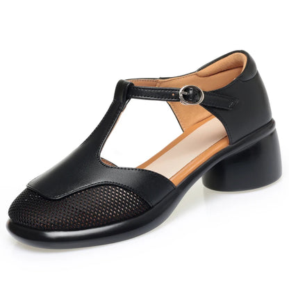 Damen Sandalen Geschlossene Zehen Hohl Mittlerer Absatz