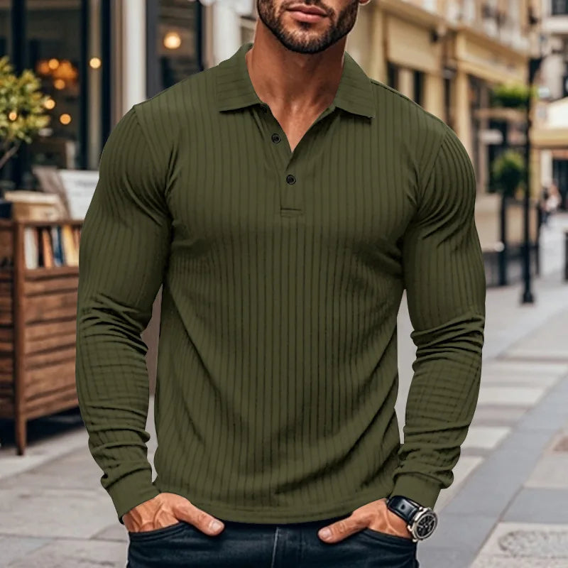 Hochwertiges Herren-Polohemd mit Waffelstruktur und Shirtkragen – Sommerliches, einfarbiges Design mit kurzen Ärmeln