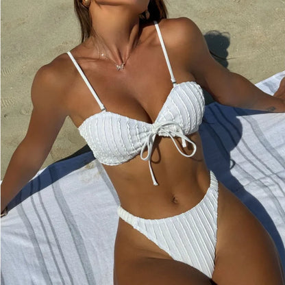 Schwarzes Sexy Bikini-Set mit Push-up für Damen – Brasilianischer Stil für Strand und Pool