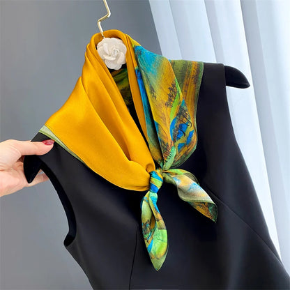 Damen Seidenschal quadratisch 70cm Halstuch Bandana Hijab Pashmina B