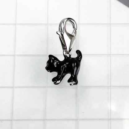 Damen-Charm-Anhänger schwarze Katze trendig II aus Sterlingsilber