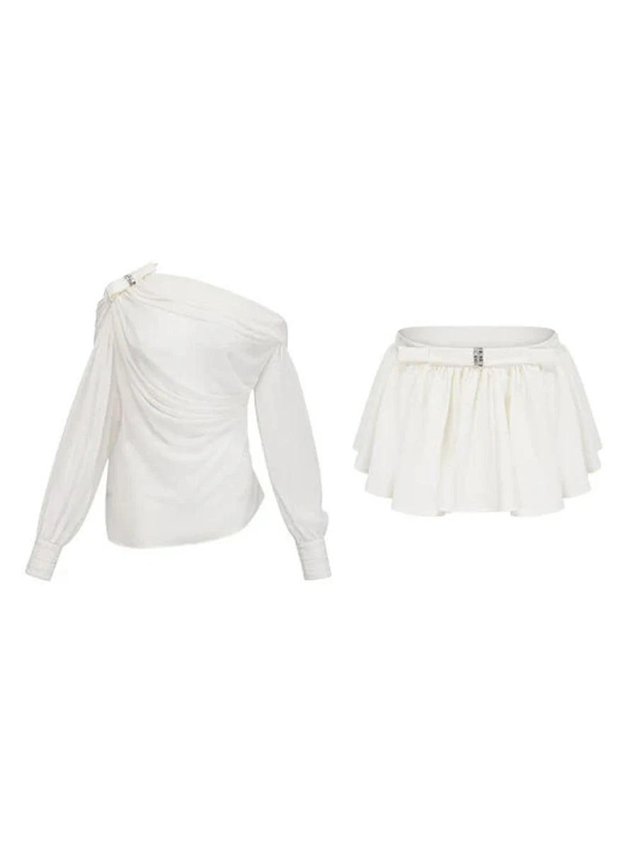 Elegantes Damen-Zweiteiler-Set mit Blazer und hoch taillierter Patchwork-Hose – ideal für besondere Anlässe.