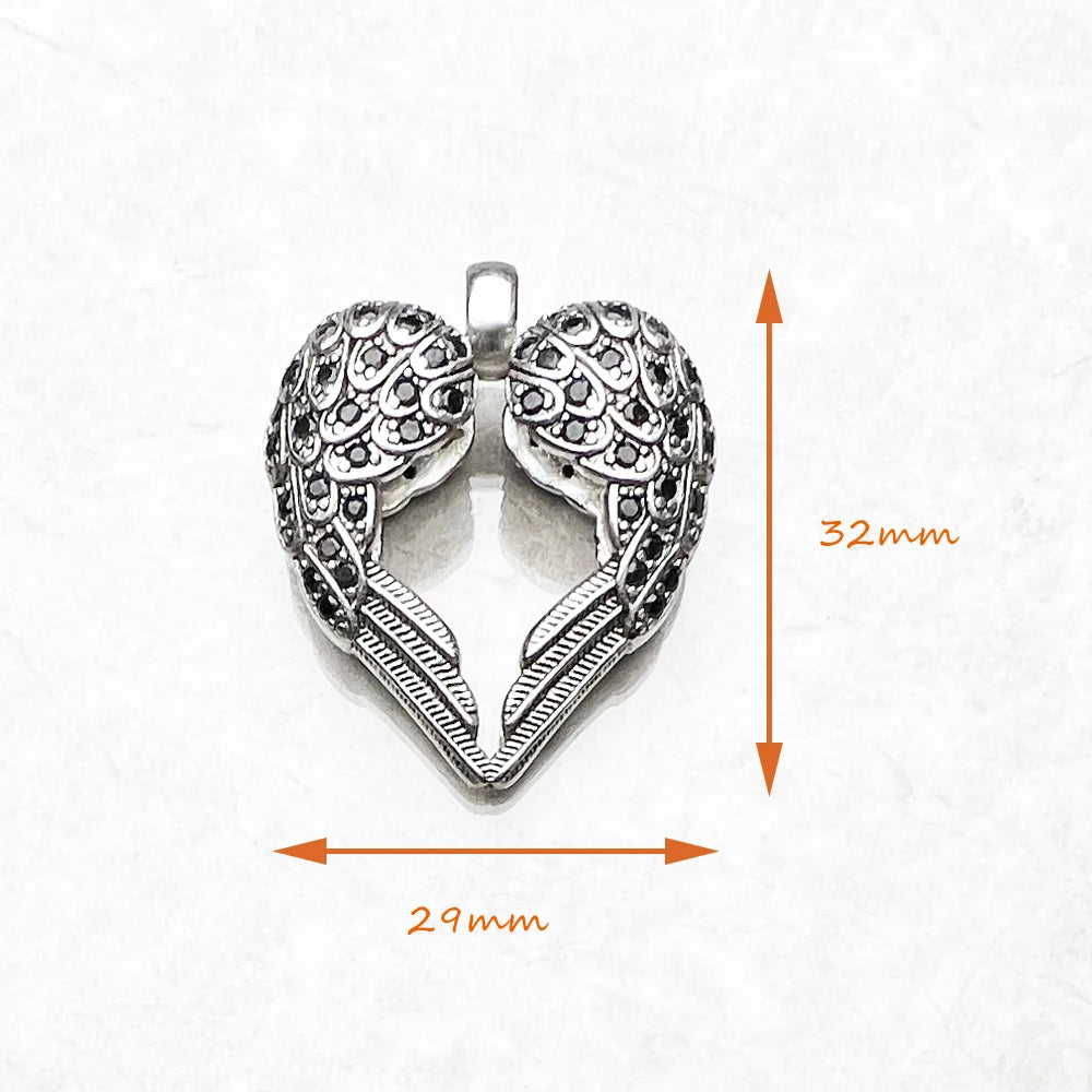 Damen-Charm-Anhänger Flügel Herz trendig aus Sterlingsilber