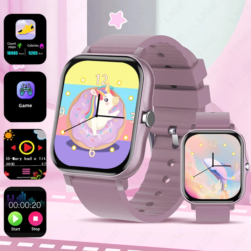 LIGE Kinder-Smartwatch für Mädchen und Jungen, Smartwatch im Alter von 3–12 Jahren, Lernspiel für Kinder, Tonaufzeichnung, Audio-Märchenbuch, Kinderuhr