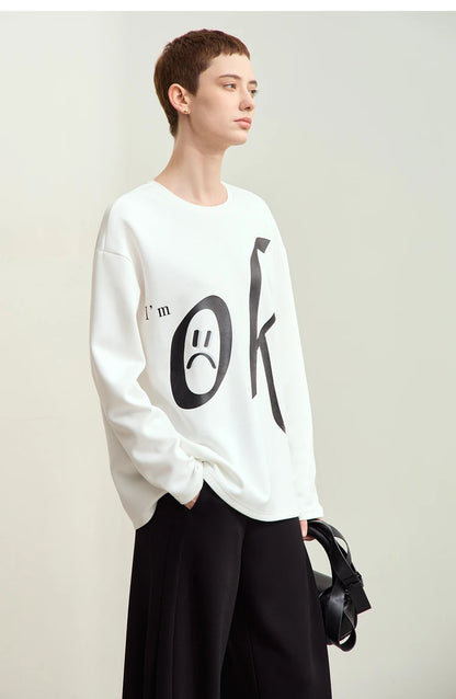 Damen T-Shirt im minimalistischen Stil mit Rundhalsausschnitt und Druckdesign