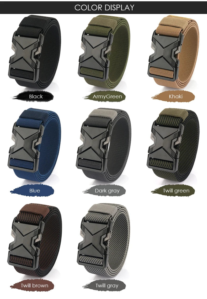 Herren-Taktischer Gürtel aus Nylon mit Elastischem Band und Schnellverschluss 3,8 cm Breite