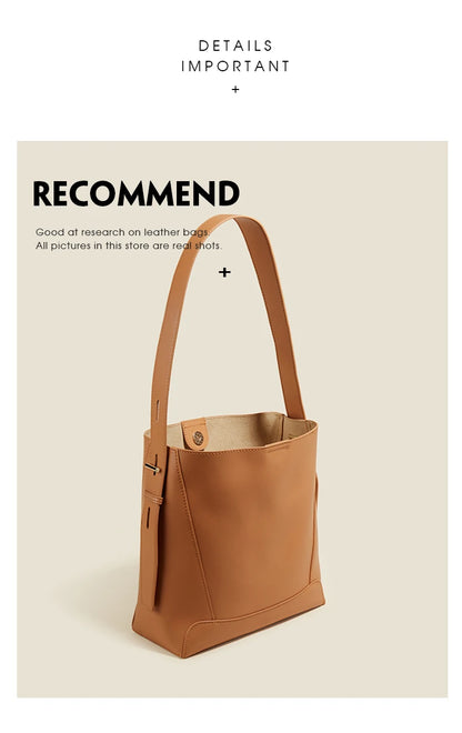 Damen Schultertasche aus Leder im klassischen Stil Große Tote für Büro