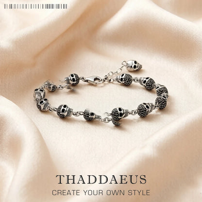 Damen-Armband Totenkopf-Gliederkette Punk aus Sterlingsilber