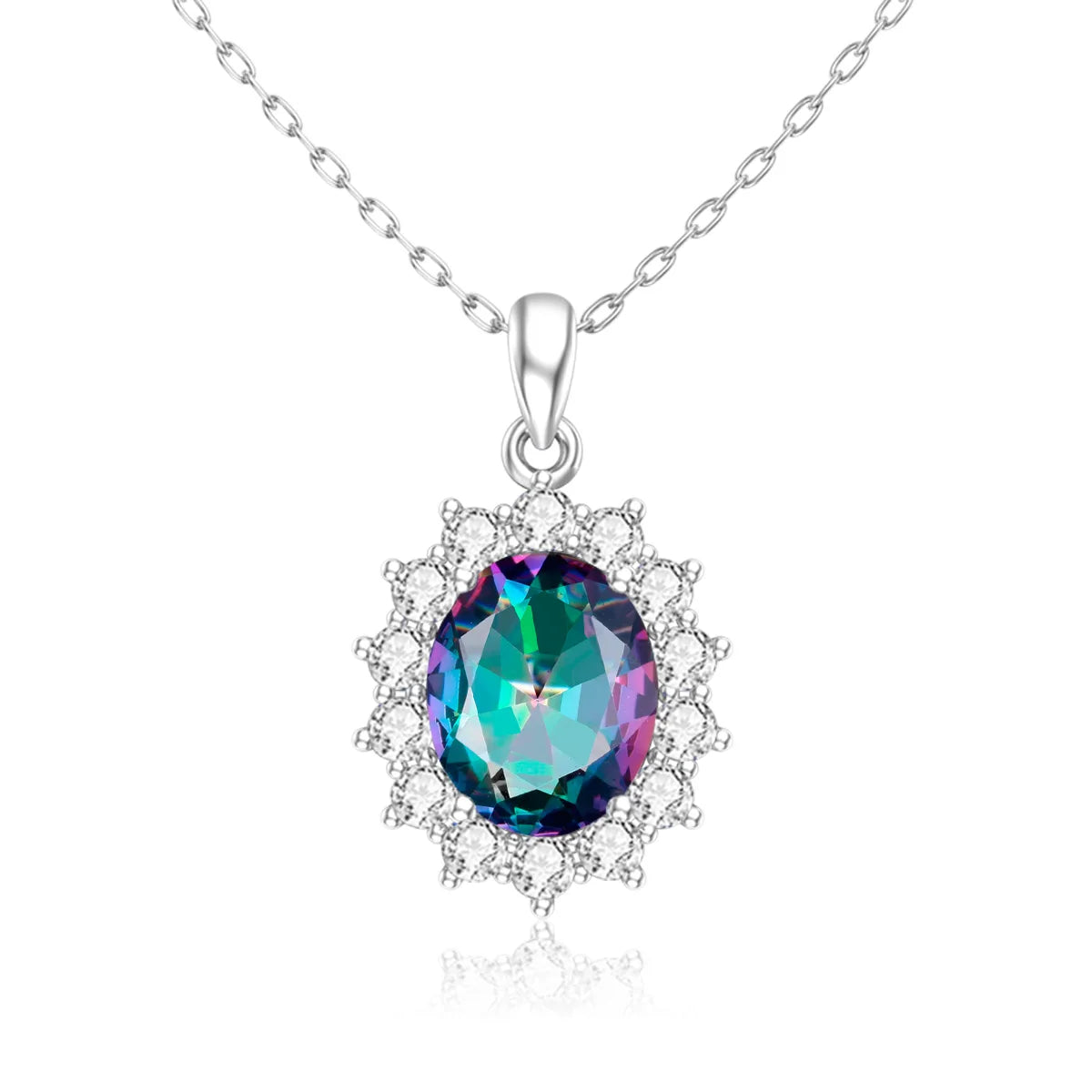 Damen-Halskette aus Sterlingsilber 925 mit ovalem Aquamarin-Anhänger, 5 Karat, Luxuriöses Valentinstagsgeschenk