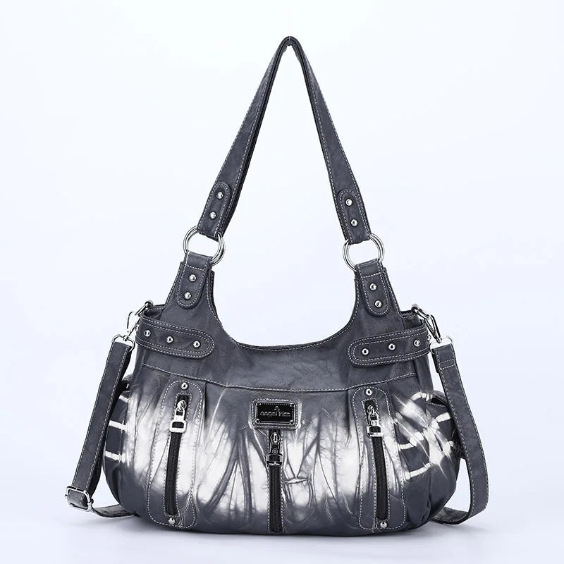 Damen-Schultertasche aus PU-Material Mit Großem Fassungsvermögen und Reißverschluss für Alltag und Freizeit
