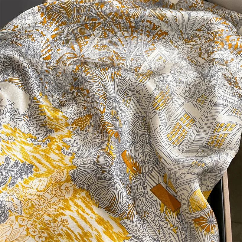 Damen Seidenschal quadratisch Halstuch Bandana Hijab Pashmina Poncho