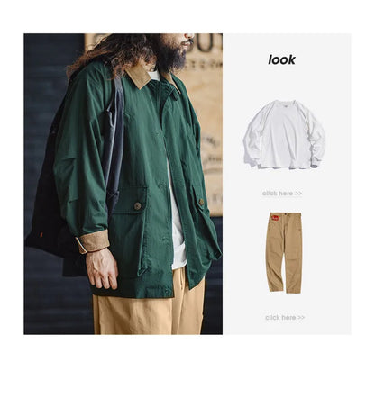 Herren Retro Safari Jacke mit mehreren Taschen im klassischen Stil