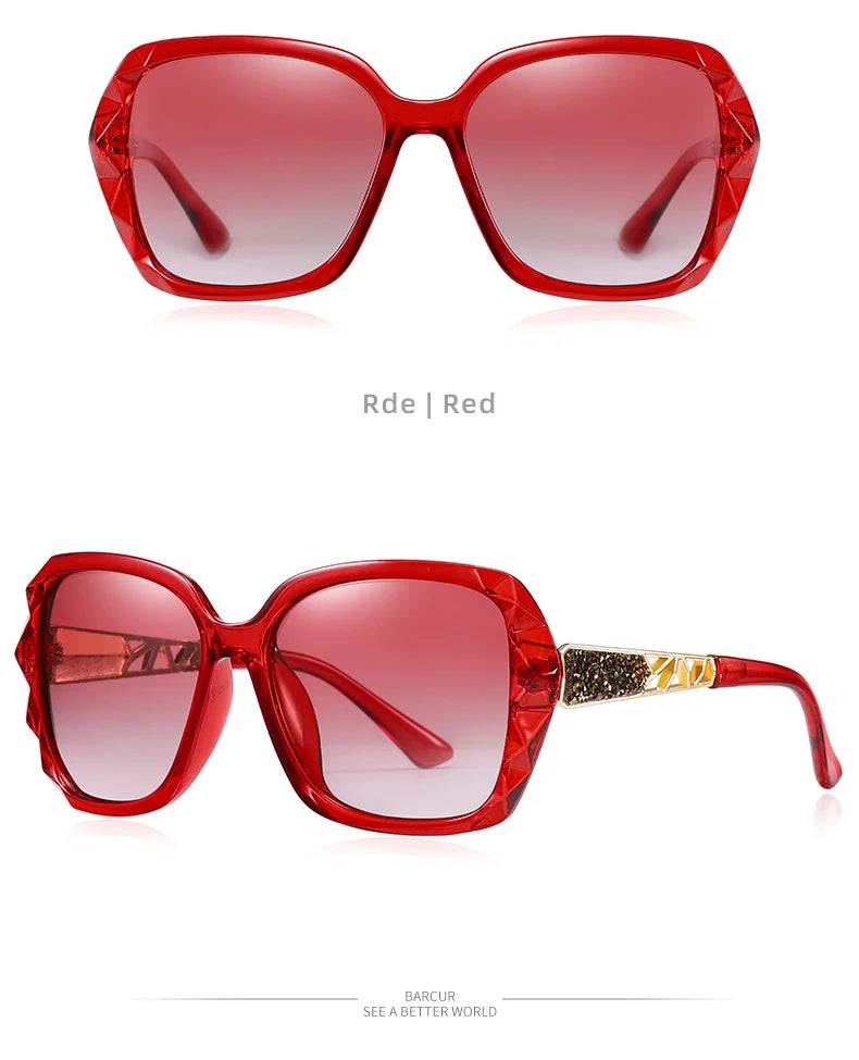 Damen-Sonnenbrille Katzenauge Polaroid Farbverlauf UV400 großer Rahmen