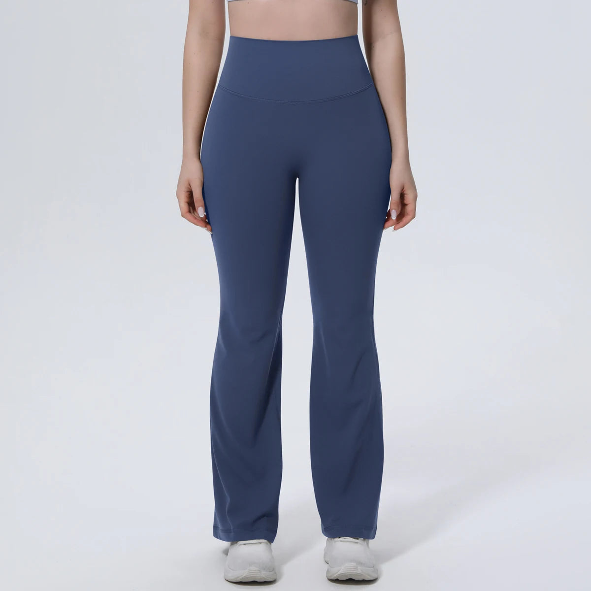 High-Waist-Leggings mit weitem Bein, dunkelblau