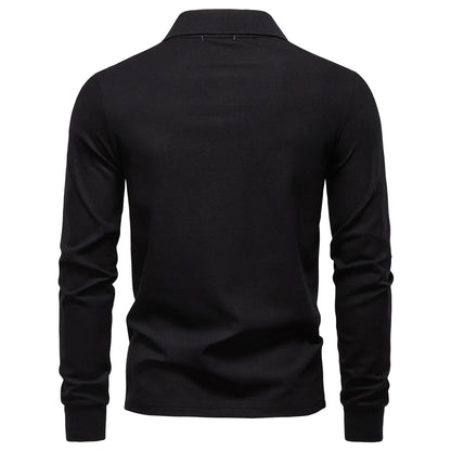 Premium Langarm Poloshirt Herren Atmungsaktiver Baumwollmix