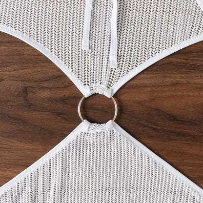Dreiteiliger Damen-Bikini mit sexy Print und hoch tailliertem Design – ideal für Strand und Pool