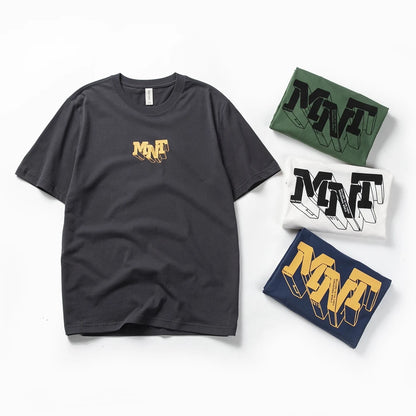 Herren T-Shirt mit kurzem Arm und modischem Gesichtsdruck im Basic-Stil