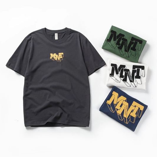 Herren T-Shirt mit kurzem Arm und modischem Gesichtsdruck im Basic-Stil