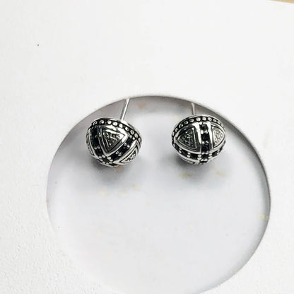Damen-Ohrstecker Kreuz schwarzer Stein Vintage aus Sterlingsilber