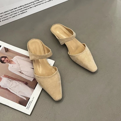 AIYUQI Frauen Maultiere 2025, Frühjahr Neue Closed Toe Frauen Maultiere Spitz Halbe hausschuhe Für Frauen Niedrigen absätzen Mode weibliche Hausschuhe