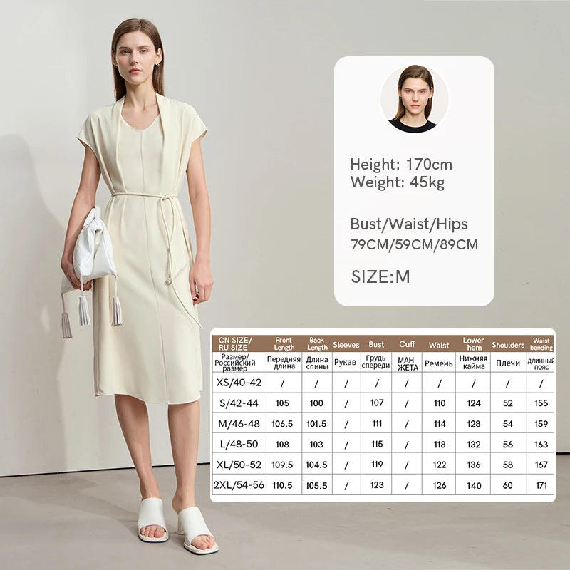 Elegantes Damen Midikleid Mit Taillenband Büromode Sommer 2025 Trend