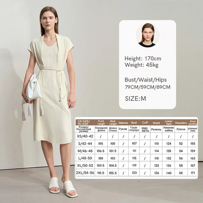 Elegantes Damen Midikleid Mit Taillenband Büromode Sommer 2025 Trend
