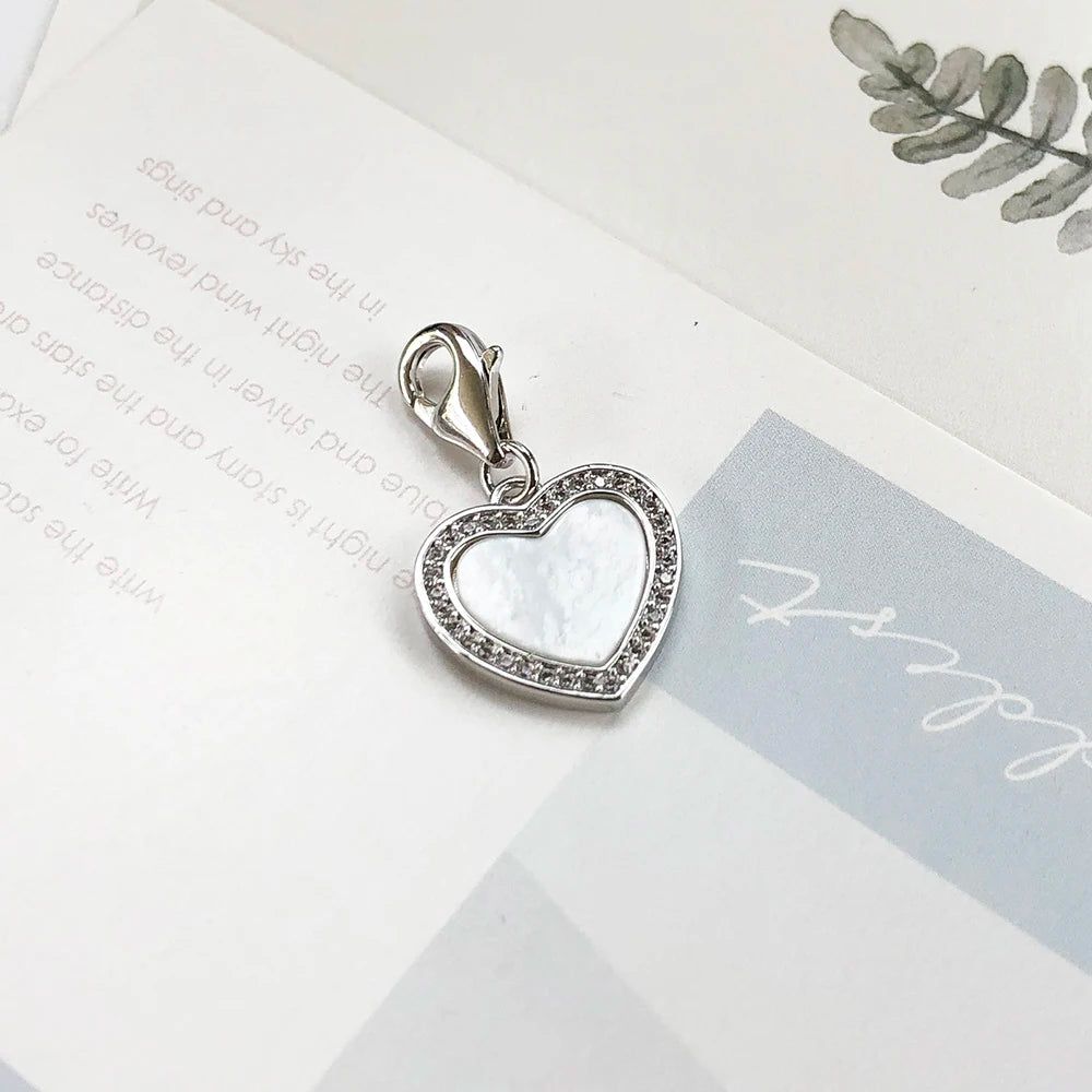 Damen-Charm-Anhänger Herz und Muschel romantisch aus Sterlingsilber