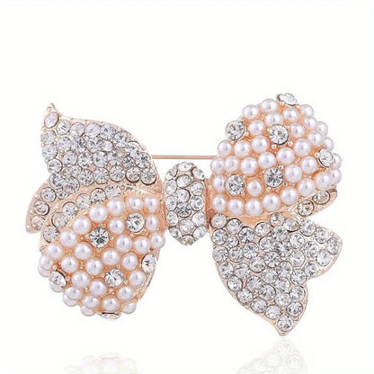 Brosche Schleife Kristall Perle Glänzend Boutique Geschenk Damen