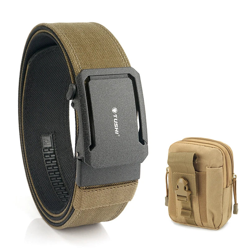 Herren-Taktischer Gürtel aus Nylon mit Automatischer Schnalle, 4,3 cm Breit, 120 cm Länge