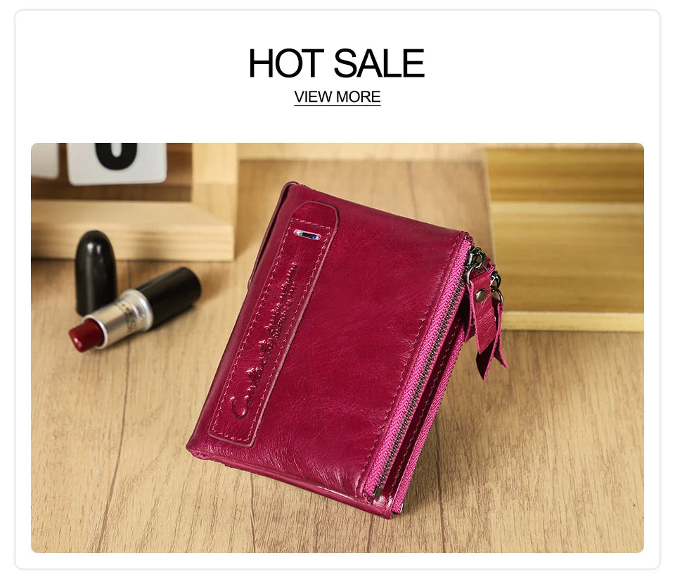 Damen Echtleder Geldbörse Bifold Luxus Retro Fotofächer Kartenhalter Reise Geschenk