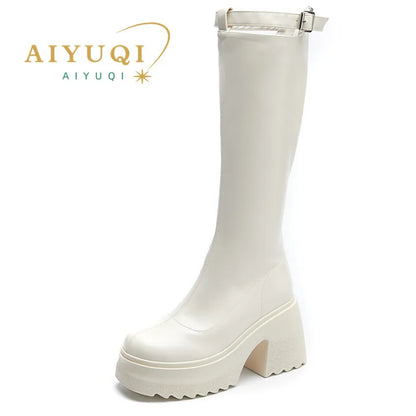 Damen Reiterstiefel im Römischen Stil mit 10 cm hoher Ferse