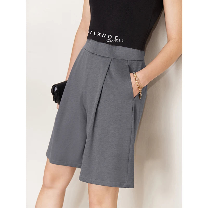Damen Shorts im Minimalismus-Stil mit elastischer Taille für den Sommer
