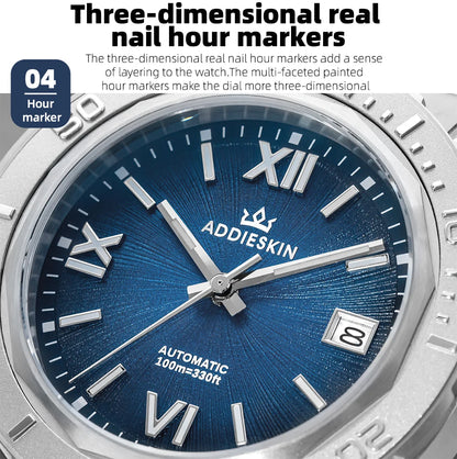 Herren-Automatikuhr mit Saphirglas und Deep-Blue-Zifferblatt